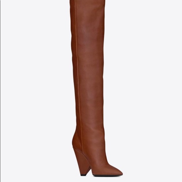 SOLD Saint Laurent Niki Leather Thigh High Boots - Picture 6 of 11